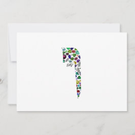 Hebrew Letter VAV made with Gemstones Kaart