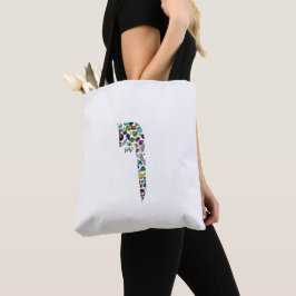 Hebrew Letter VAV made with Gemstones Tote Bag