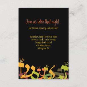 HEBREW LETTERS TREE Bar Mitzvah Party Card Kaart
