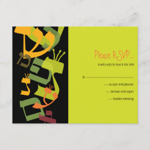 HEBREW LETTERS TREE Bar Mitzvah Reply Card RSVP Kaartje