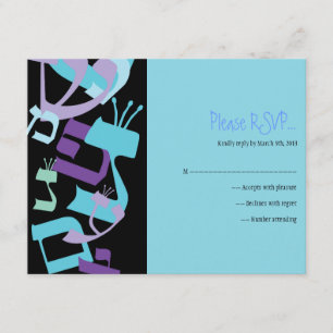 HEBREW LETTERS TREE Bar Mitzvah Reply Card RSVP Kaartje