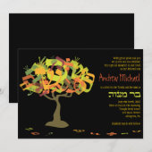 HEBREW LETTERS TREE Bar Mitzvah Uitnodiging (Voorkant / Achterkant)