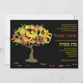 HEBREW LETTERS TREE Bat Mitzvah Uitnodiging (Voorkant)
