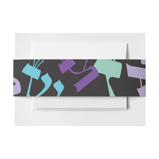 HEBREW LETTERS TREE  Wrap Band Uitnodigingen Wikkel (Voorkant Voorbeeld)