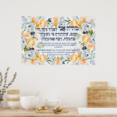 Hebrew Modeh Ani Jewish Morning Gratitude Prayer P Poster (Keuken)