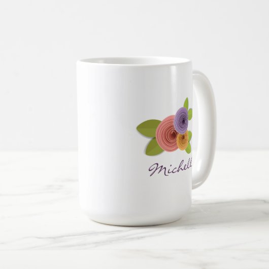 Hebrew Monogram Floral Coffee Mug Koffiemok (Voorkant rechts)