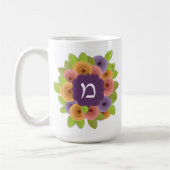 Hebrew Monogram Floral Coffee Mug Koffiemok (Links)
