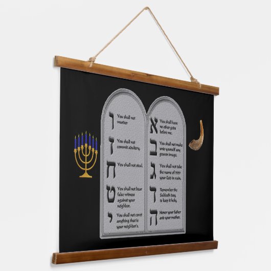 HEBREW NUMBERED TEN COMMANDMENTS HANGEND WANDKLEED (Gebogen)