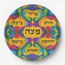 Hebrew Pesach Seder Plate for Passover Dinner  Papieren Bordje