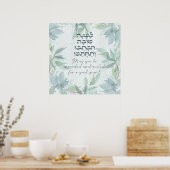 Hebrew Rosh Hashana Greetings Waterverf Flowers Poster (Keuken)