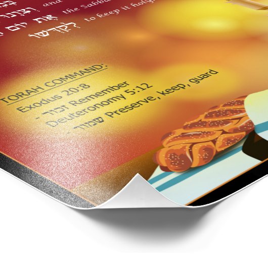 Hebrew Shabbat Blessing Foto Afdruk (Hoek)