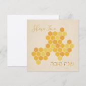 Hebrew Shana Tova Happy New Jwish Year Honeycomb (Voorkant / Achterkant)