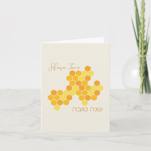 Hebrew Shana Tova Happy New Jwish Year Honeycomb Notitiekaartje (Voorkant)