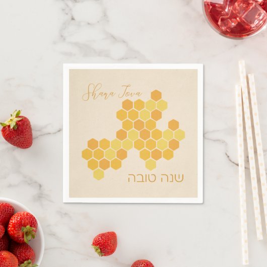 Hebrew Shana Tova Happy New Jwish Year Honeycomb Servet (Insitu)