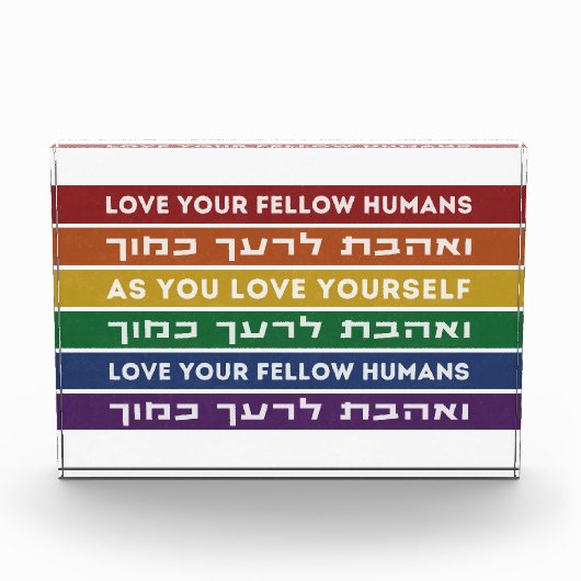 Hebrew Torah Verse houdt van je gele LGBTQ-regenbo Fotoblokken (Voorkant)