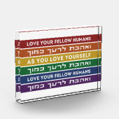 Hebrew Torah Verse houdt van je gele LGBTQ-regenbo Fotoblokken (Links)