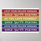 Hebrew Torah Verse houdt van je gele LGBTQ-regenbo Poster (Voorkant)