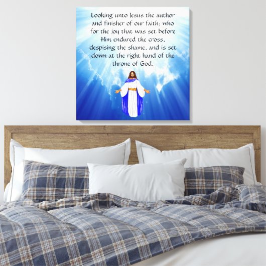 Hebrews 12:2 canvas afdruk (Insitu (Slaapkamer))