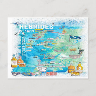 Hebriden Islands Illustrated Travel Map Briefkaart