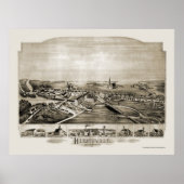 Hebronville, MA Panoramic Map - 1891 Poster (Voorkant)