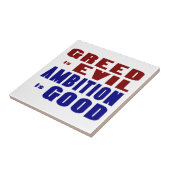 Hebzucht is slecht, ambitie is goed tegeltje (Zijkant)