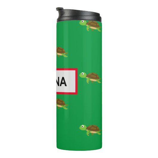 Hebzucht rood moderne schildpad tumbler thermosbeker (Geroteerd rechts)