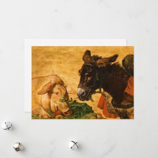 Hebzuchtig en lui, gematigd en ijverig feestdagenkaart (Voorkant / Achterkant in situ)