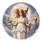 Hecate Drievoudige Godin Hemelse Maan Kunst – myth Keramische Knop (Voorkant)