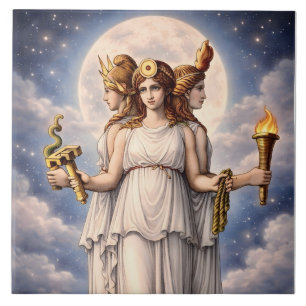 Hecate Drievoudige Godin Hemelse Maan Kunst – myth Tegeltje