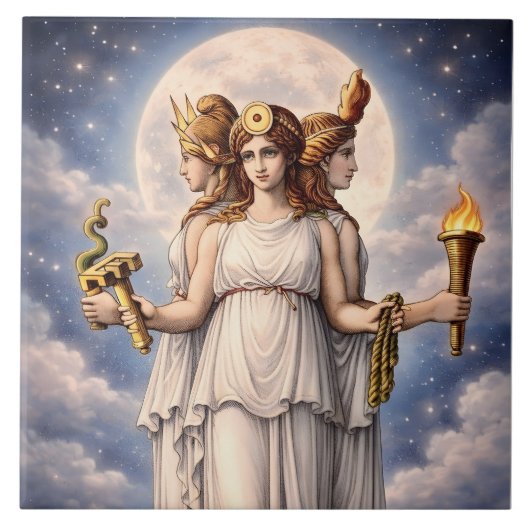 Hecate Drievoudige Godin Hemelse Maan Kunst – myth Tegeltje (Voorkant)