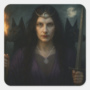 Hecate, godin van het kruispunt vierkante sticker