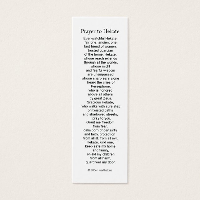 Hecate (Hekate) Gebed Kaart (Voorkant)