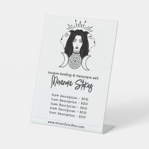Hecate Moon Fasen Zwart & Wit Prijslijst Reclamebord Met Voetstuk