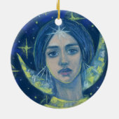 Hecate, moongodin, pastelschilderingen, fantasieku keramisch ornament (Achterkant)