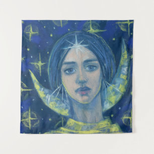 Hecate, moongodin, pastelschilderingen, fantasieku wandkleed