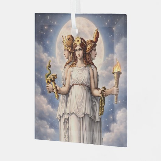 Hecate Triple Goddess Celestial Moon Art – myth Glas Ornament (Voorkant links)