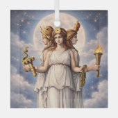 Hecate Triple Goddess Celestial Moon Art – myth Glas Ornament (Voorkant)