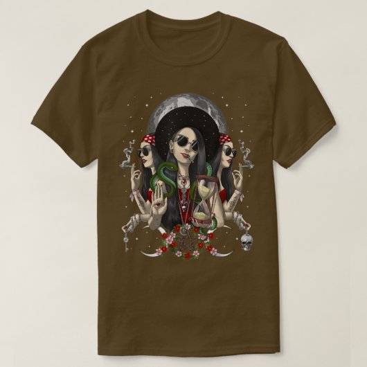 Hecate Triple Moon Goddess Pagan Witch Gothic Wicc T-shirt (Design voorkant)