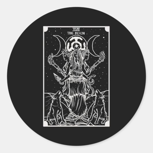 Hecate Triple Moon Goddess Witch Hekate Wheel Taro Ronde Sticker (Voorkant)