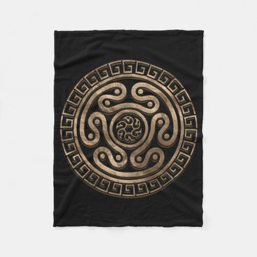 Hecate Wheel Black en Gold Fleece Deken (Voorkant)