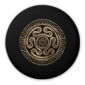 Hecate Wheel Black en Gold Keramische Knop (Voorkant)