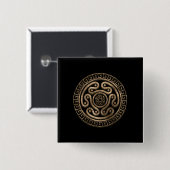Hecate Wheel Black en Gold Vierkante Button 5,1 Cm (Voorkant /achterkant)