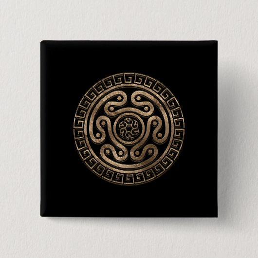 Hecate Wheel Black en Gold Vierkante Button 5,1 Cm (Voorkant)