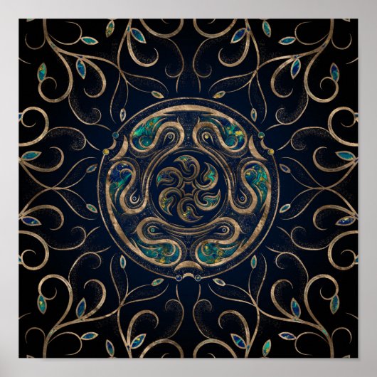 Hecate Wheel Ornament Marble and Gold Poster (Voorkant)