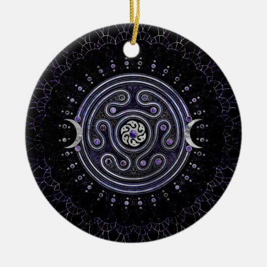 Hecate Wheel Ornament met Amethyst en Silver (Voorkant)