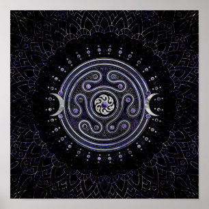 Hecate Wheel Ornament met Amethyst en Silver Poster