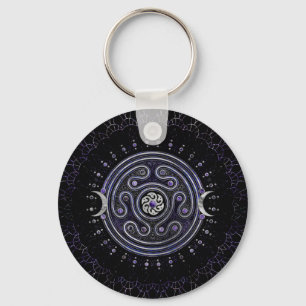 Hecate Wheel Ornament met Amethyst en Silver Sleutelhanger