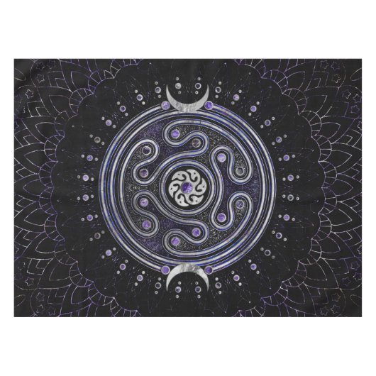 Hecate Wheel Ornament met Amethyst en Silver Tafelkleed (Voorkant (Horizontaal))
