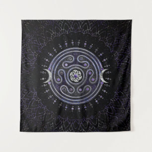 Hecate Wheel Ornament met Amethyst en Silver Wandkleed