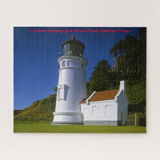 Heceta Head Lighthouse Oregon. Kerstgroeten Legpuzzel (Horizontaal)
